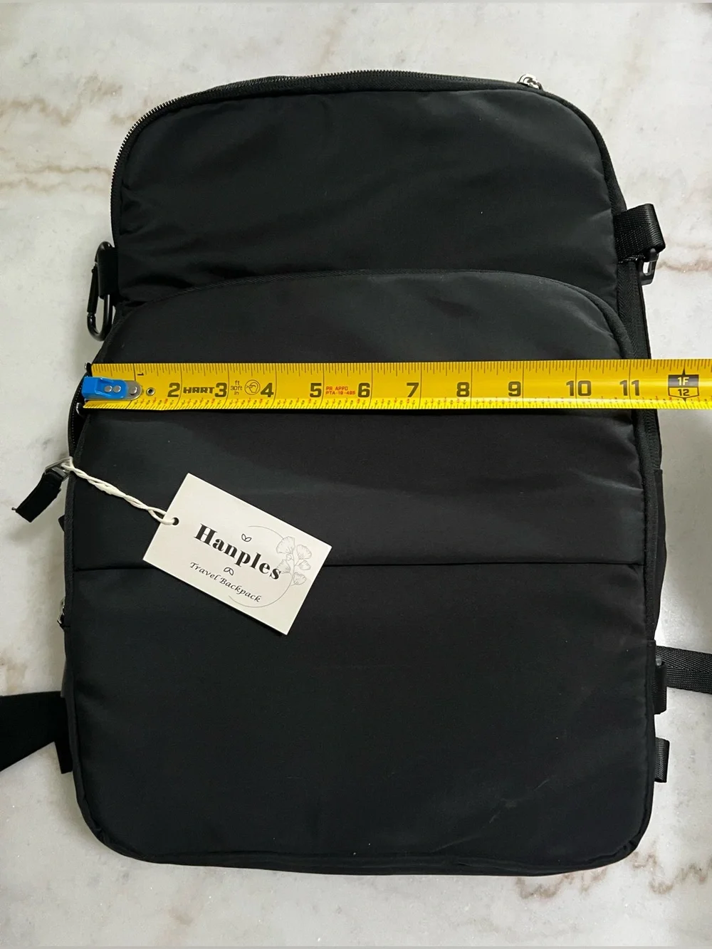Hanples Black Canvas Travel Flight Backpack 17” Laptop Waterproof Antitheft NWT